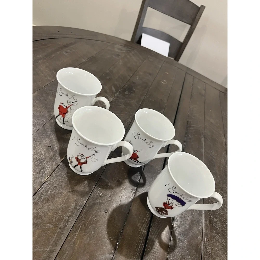 Pottery‎ Barn Santa Baby Christmas Coffee Mugs Set Of Four